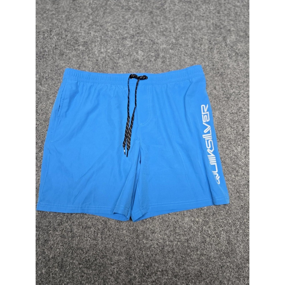 Quiksilver Shorts Mens Large Blue Swim Board Shorts Spandex Quick Dry Drawstring